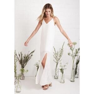 NWT REVOLVE Three Eighty Two Jordy White Semi Sheer Maxi Dress M Boho Ethereal